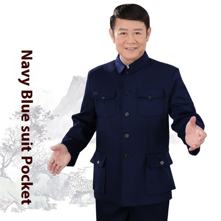 Spring & Autumn Army Casual Wear and Zhongshan Suits for Middle-aged and Elderly Men