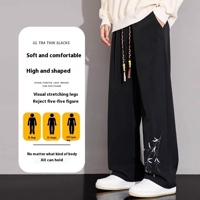 NASA-Inspired New Chinese-Style Embroidered Pants for Men | Spring & Fall Casual Trousers