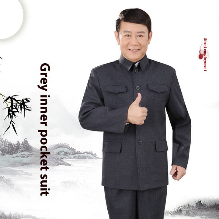 Spring & Autumn Army Casual Wear and Zhongshan Suits for Middle-aged and Elderly Men