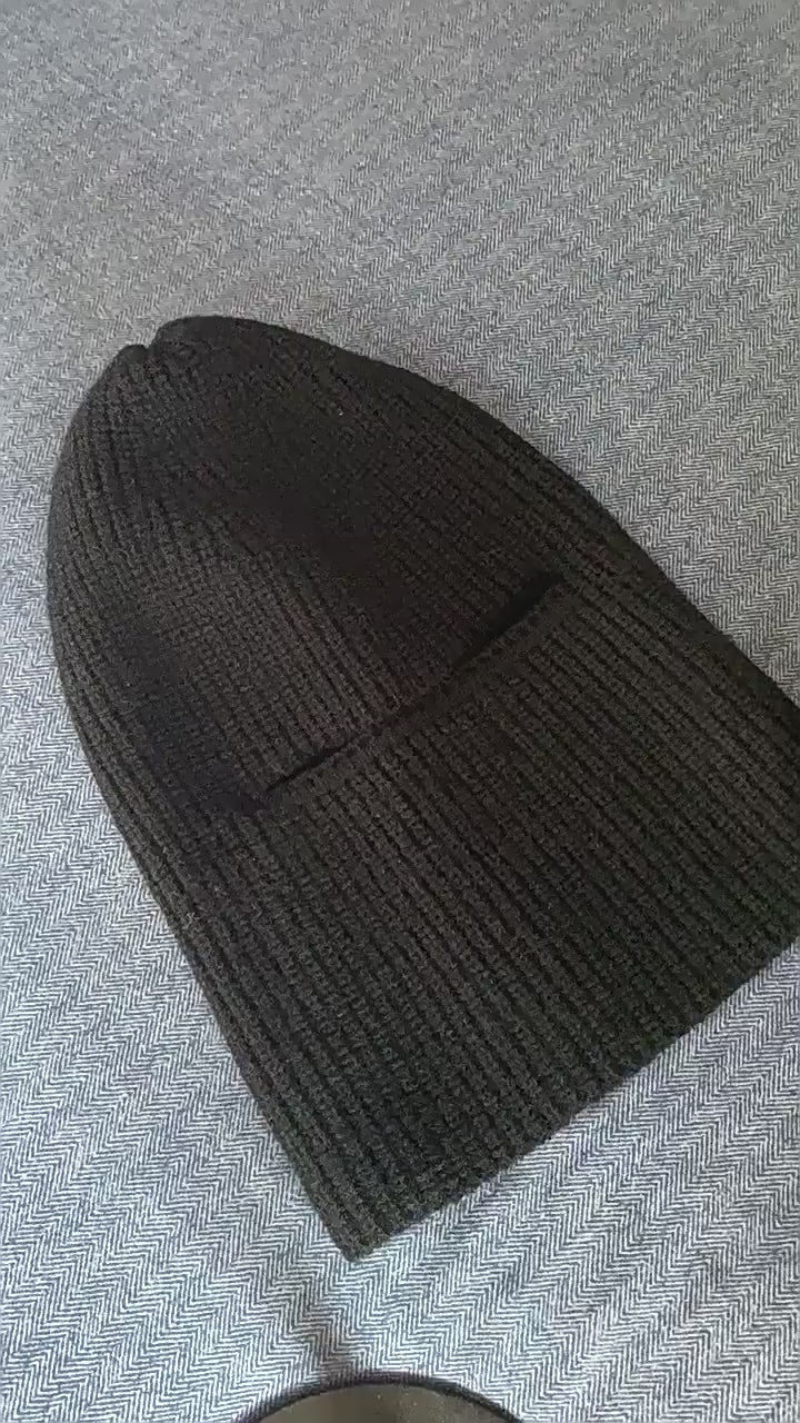 Gorro de punto negro estilo pasamontañas retro: mascarilla cálida de invierno para hombre