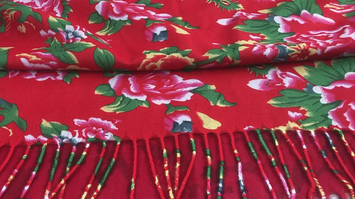 Bufanda floral del noreste de estilo chino para otoño/invierno: chal de viajes, fotografía y comercio en vivo