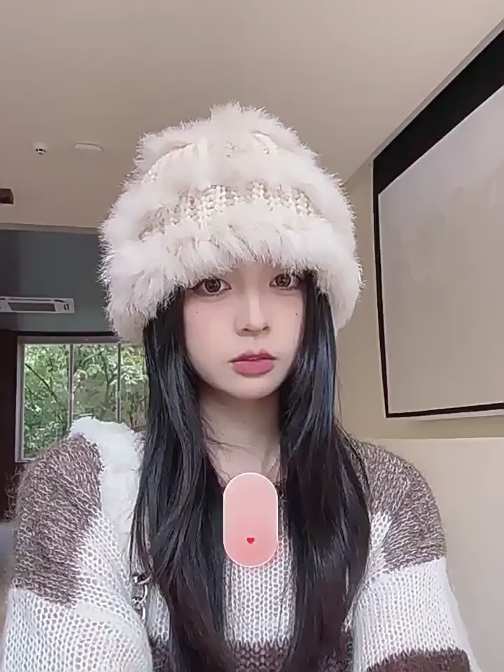 Gorro de pescador de punto de piel de conejo para mujer: protección auditiva para otoño e invierno, hilo de punto cálido, gorro de felpa con cabeza de león de tendencia nacional.