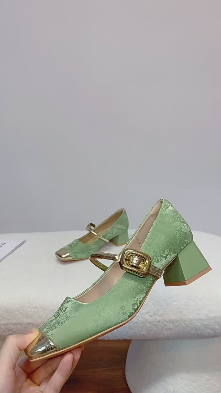 Moda Yuanlitong para mujer 2024: zapatos Mary Jane estilo chino, piel de alta gama y tacón alto.