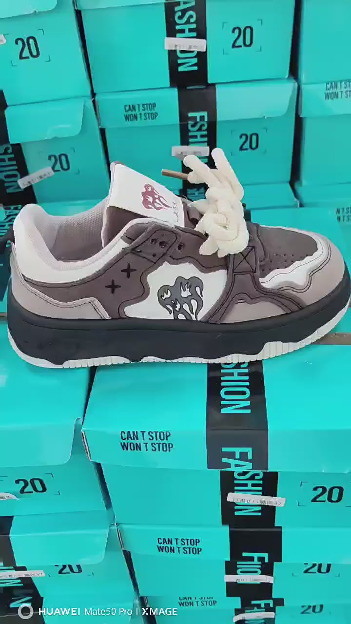 2024 New National Trend Flame Mountain Sneakers – Retro Deconstructed Casual Sports Shoes for Couples