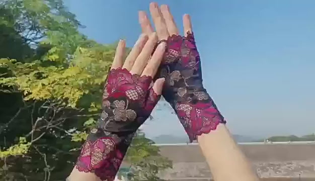 Spring/Summer Women's Lace Mesh Half-Finger Gloves – Sun Protection Touchscreen Bridal Gloves