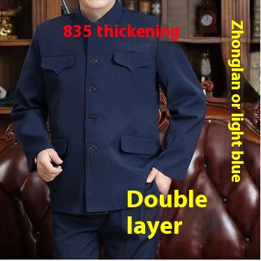 Chaqueta Zhongshan para hombre mayor | Ropa de trabajo de una sola capa y ropa formal de doble capa para primavera y otoño