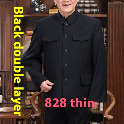 Chaqueta Zhongshan para hombre mayor | Ropa de trabajo de una sola capa y ropa formal de doble capa para primavera y otoño