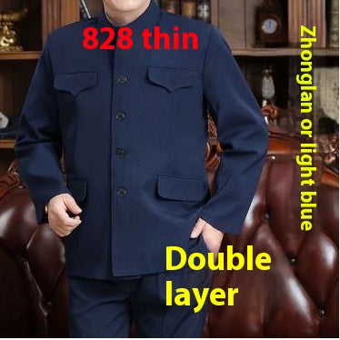 Chaqueta Zhongshan para hombre mayor | Ropa de trabajo de una sola capa y ropa formal de doble capa para primavera y otoño