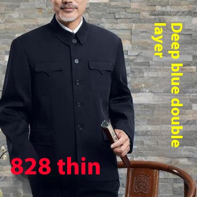Chaqueta Zhongshan para hombre mayor | Ropa de trabajo de una sola capa y ropa formal de doble capa para primavera y otoño