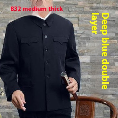 Chaqueta Zhongshan para hombre mayor | Ropa de trabajo de una sola capa y ropa formal de doble capa para primavera y otoño