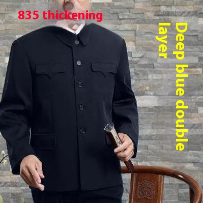 Chaqueta Zhongshan para hombre mayor | Ropa de trabajo de una sola capa y ropa formal de doble capa para primavera y otoño