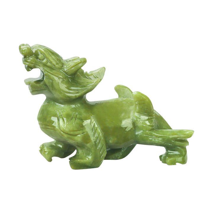 Natural Yellow Jade Dragon Figurine - Obsidian and Jade Carved Zodiac Dragon Home Décor and Craftsmanship