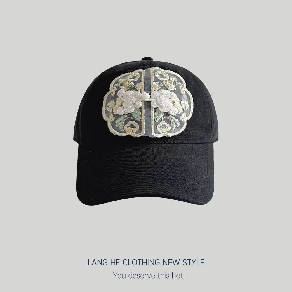 Gorra de béisbol de estilo chino para mujer: diseño de nudo de la suerte, sombrero de verano con un toque de dopamina.