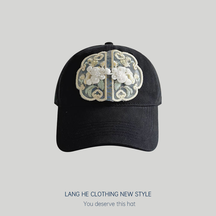 Gorra de béisbol de estilo chino para mujer: diseño de nudo de la suerte, sombrero de verano con un toque de dopamina.