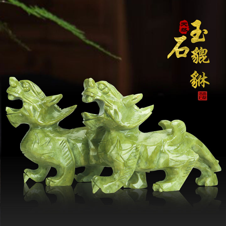 Natural Yellow Jade Dragon Figurine - Obsidian and Jade Carved Zodiac Dragon Home Décor and Craftsmanship
