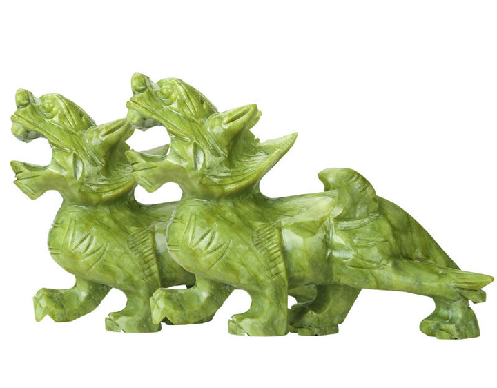 Natural Yellow Jade Dragon Figurine - Obsidian and Jade Carved Zodiac Dragon Home Décor and Craftsmanship