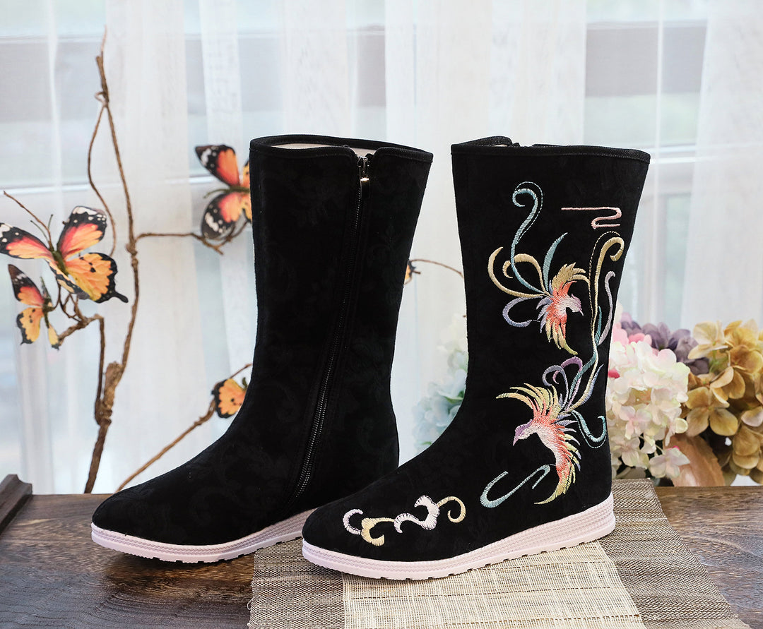 Yunfeng 2020 autumn ancient style Hanfu boots ethnic style embroidered boots performance ancient costume high-top embroidered single boots