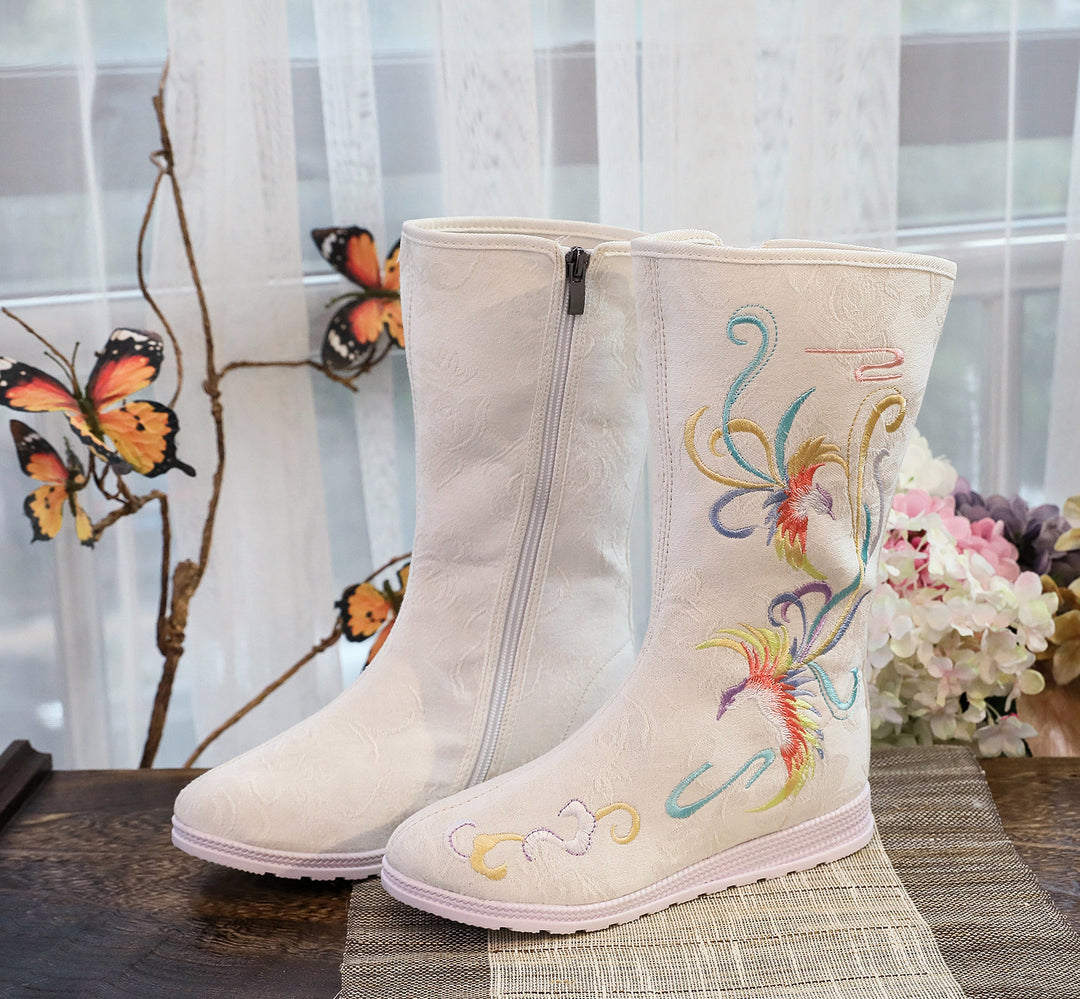 Yunfeng 2020 autumn ancient style Hanfu boots ethnic style embroidered boots performance ancient costume high-top embroidered single boots