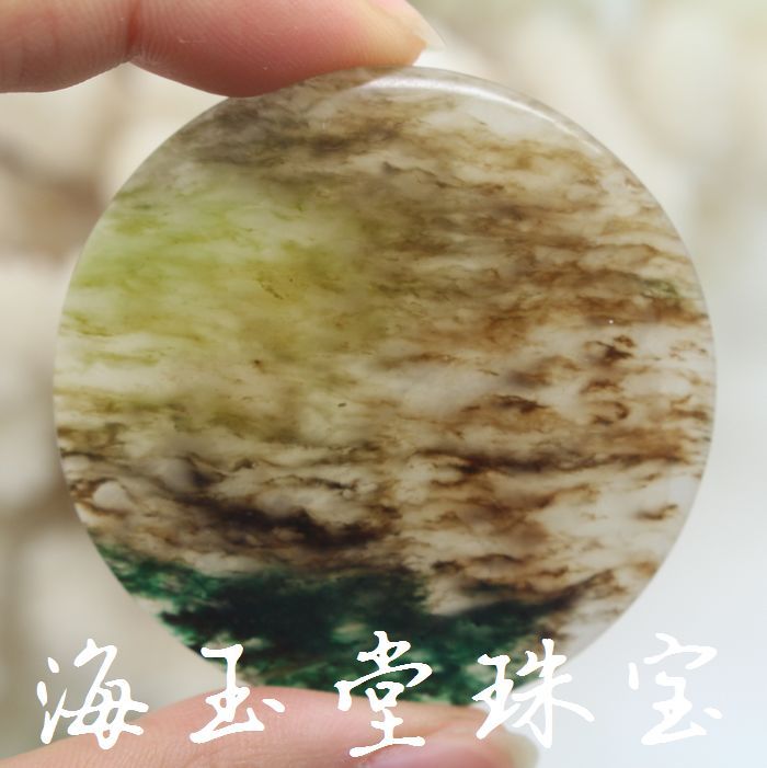 南阳天然独山玉玉石平安无事牌毛衣链女款 玉器吊坠意境牌民族风