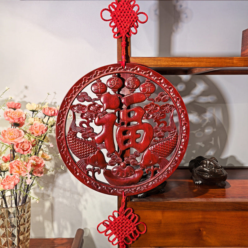 Dongyang Apple Blessing Wood Carving – Camphor Wood Chinese Wall Hanging, Antique-Style Decor for Living Room and Entryway