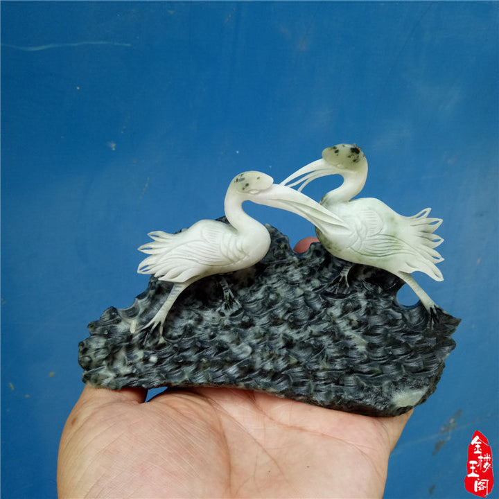 批发玉器四大名玉南阳独山玉摆件 仙鹤动物商务礼品居家摆设