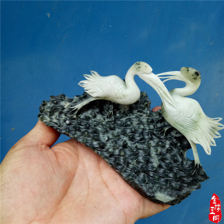 批发玉器四大名玉南阳独山玉摆件 仙鹤动物商务礼品居家摆设