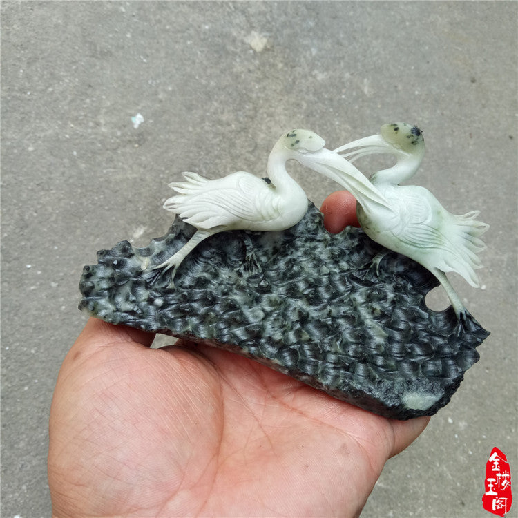 批发玉器四大名玉南阳独山玉摆件 仙鹤动物商务礼品居家摆设