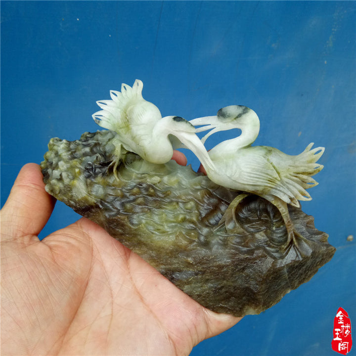 批发玉器四大名玉南阳独山玉摆件 仙鹤动物商务礼品居家摆设
