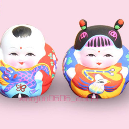 Wuxi Huishan Clay Figurines – "Afu & Axi" Hand-Painted Cultural Crafts