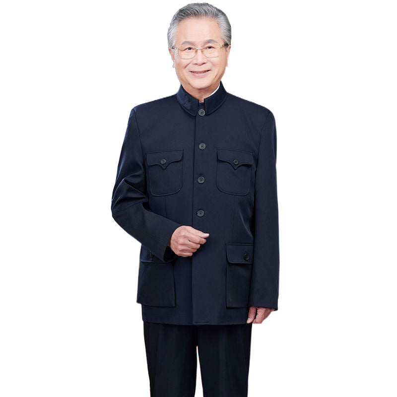 Middle-aged and elderly Zhongshan suit men's suits elderly Zhongshan suit dad coat spring and autumn style old people's clothes grandfather tops
