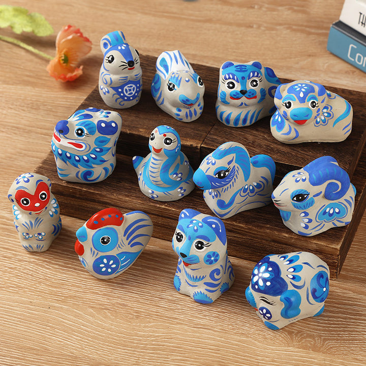 Fengxiang Clay Figurines – Hand-Painted Zodiac Sculptures (Traditional Folk Art)