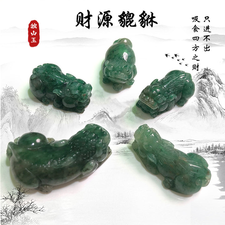 Nanyang Dushan Jade Pixiu &amp; Three-Legged Money Toad Pendant – Full Green Old-Mine Style Jade Necklace Charm