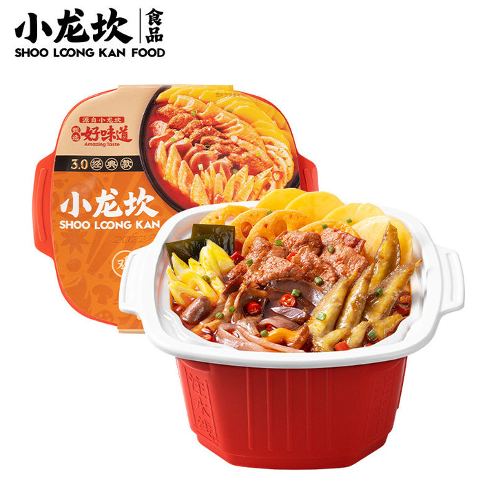 Xiaolongkan Self-Heating Hot Pot (Boxed, Ready-to-Eat, Convenient Meal) with Beef, Chicken Wings, and Wide Noodles