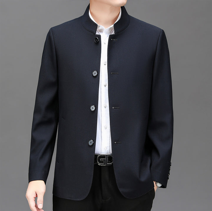 Middle-aged business men's autumn new style stand-up collar Zhongshan suit suit jacket spring and autumn casual suit dad suit top