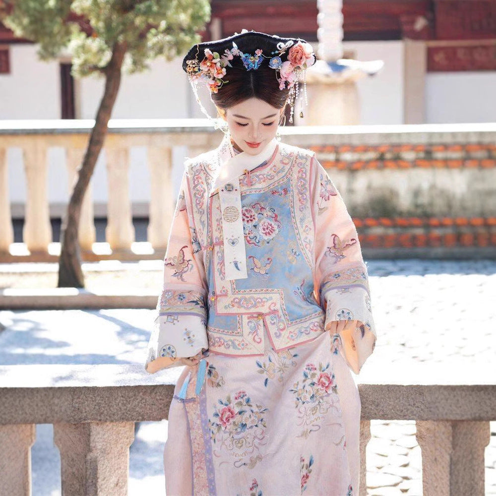 摄影格格服装汉服清朝古装公主马甲清朝旗袍全套格格衣服写真服饰