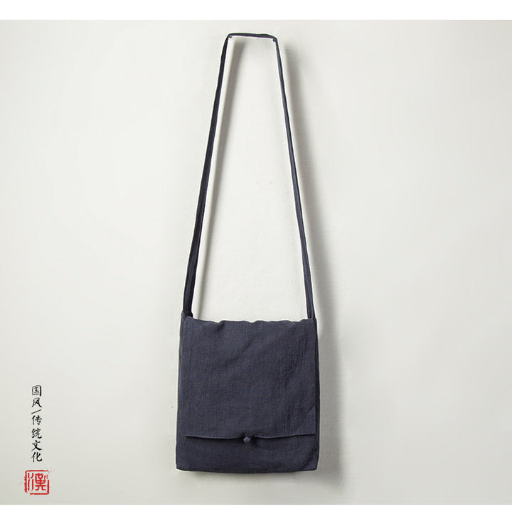Chinese-Style Linen Backpack – Unisex Vintage Single-Shoulder Crossbody Bag with Ethnic Flair