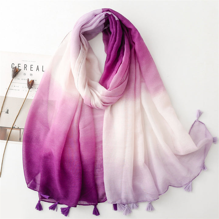 Chinese Style Gradient Scarf – Summer Travel Sunscreen Silk Shawl
