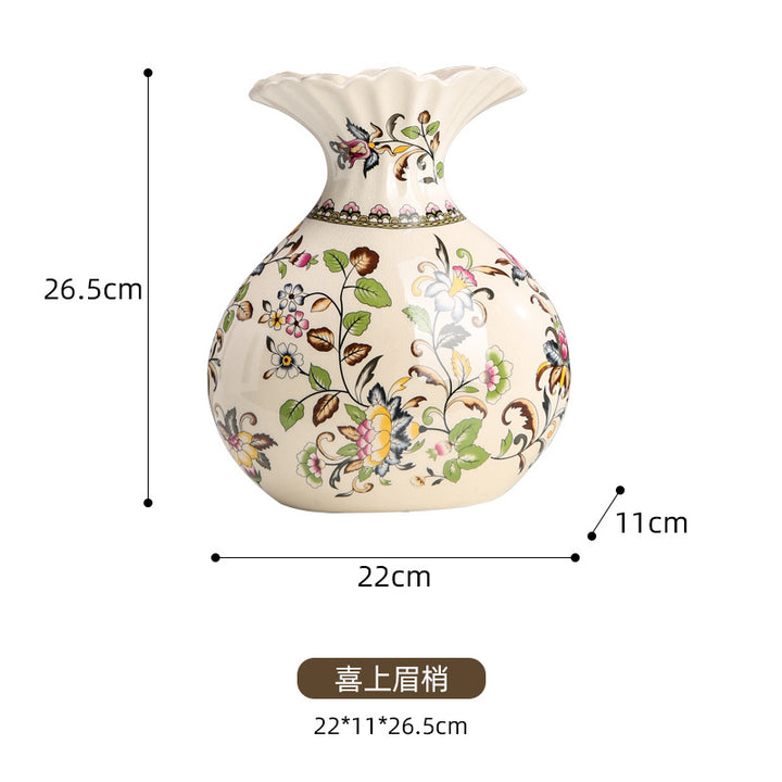 Creative New Chinese Ceramic Vase, Vintage Blue and White Porcelain Vase, Home Living Room Decoration, Flower Arrangement, Porcelain, American Ornaments