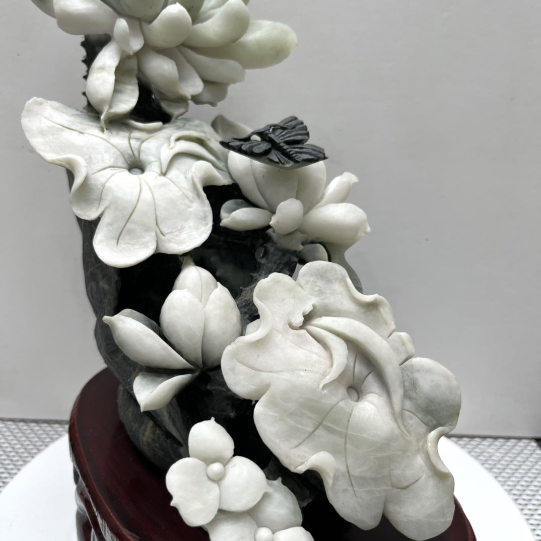 Nanyang Dushan Jade “Blooming Wealth and Prosperity” Home Décor Ornament