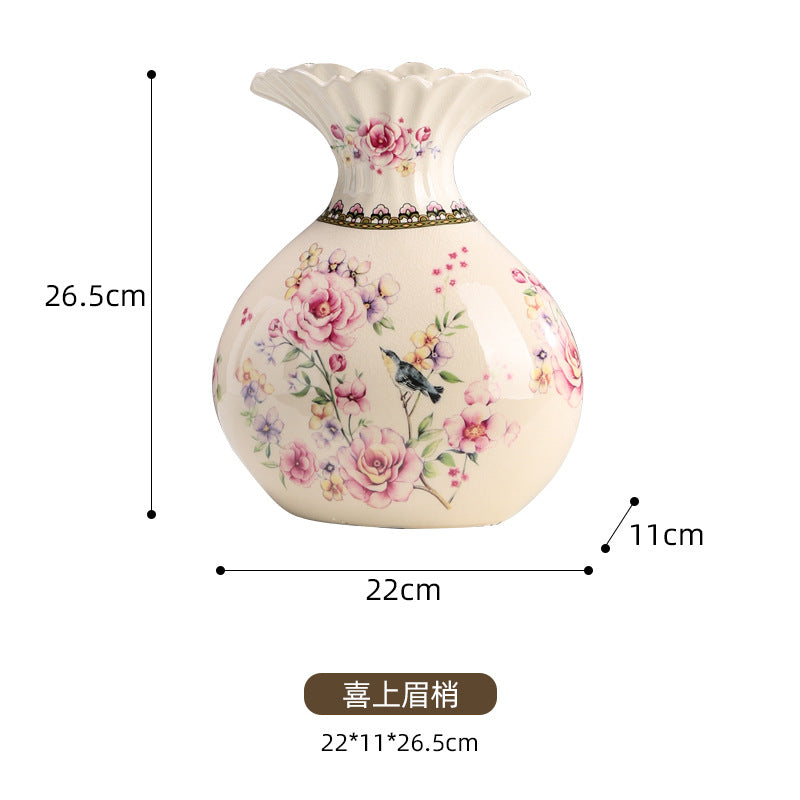 Creative New Chinese Ceramic Vase, Vintage Blue and White Porcelain Vase, Home Living Room Decoration, Flower Arrangement, Porcelain, American Ornaments