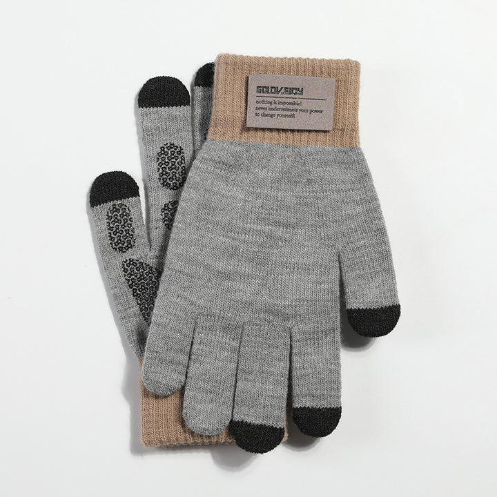 New Chinese Style Knitted Gloves for Men – Autumn/Winter Outdoor Thermal, Touchscreen, Anti-Slip, Cycling, Student Style (Model DZ80)