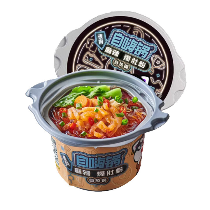 Self-heating hot pot with spicy beef, large portion, convenient instant food, spicy hot pot, perfect for late-night snacks and dormitories.