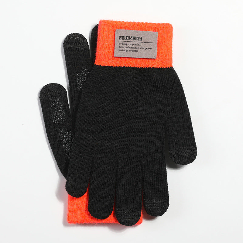 New Chinese Style Knitted Gloves for Men – Autumn/Winter Outdoor Thermal, Touchscreen, Anti-Slip, Cycling, Student Style (Model DZ80)