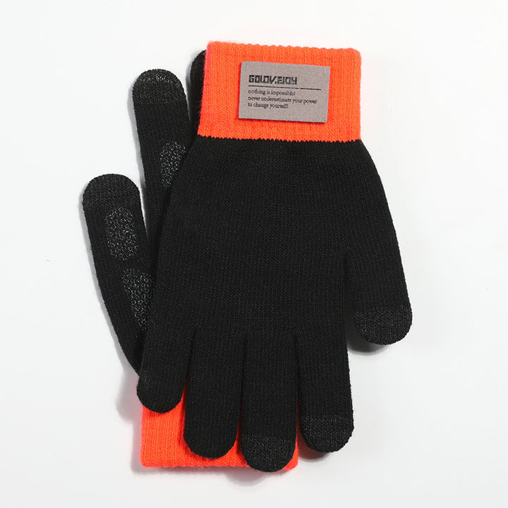 New Chinese Style Knitted Gloves for Men – Autumn/Winter Outdoor Thermal, Touchscreen, Anti-Slip, Cycling, Student Style (Model DZ80)