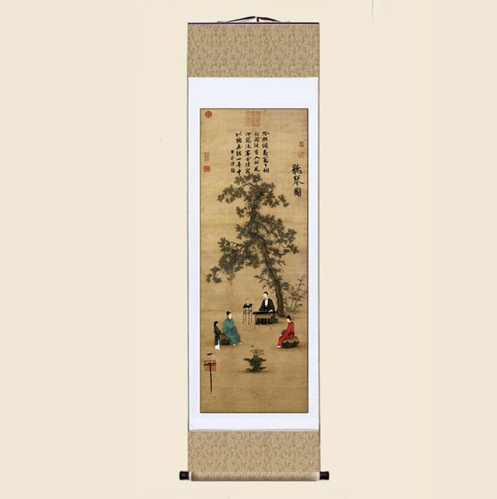 Song Huizong listening to the piano picture antique painting copy living room study porch decoration Chinese painting famous paintings hanging painting decoration