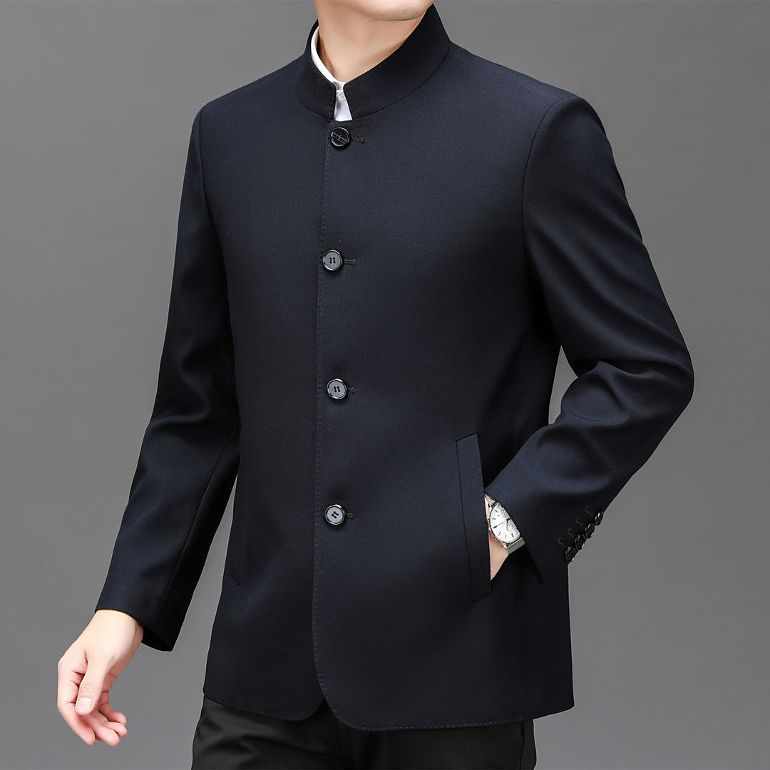 Middle-aged business men's autumn new style stand-up collar Zhongshan suit suit jacket spring and autumn casual suit dad suit top