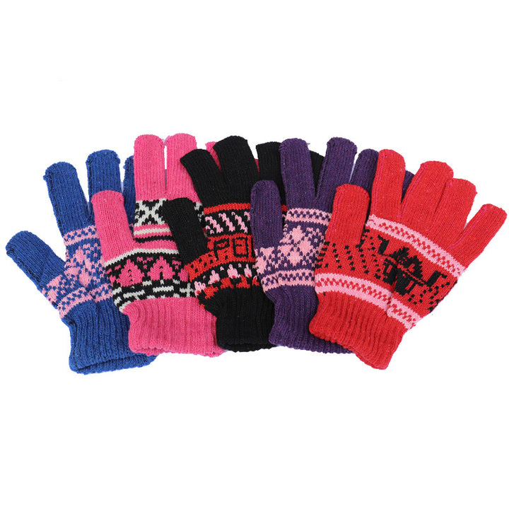 Autumn/Winter New Women’s Knitted Gloves – Outdoor Cycling, Warm Woolen Gloves, Creative Jacquard Fingerless Gloves
