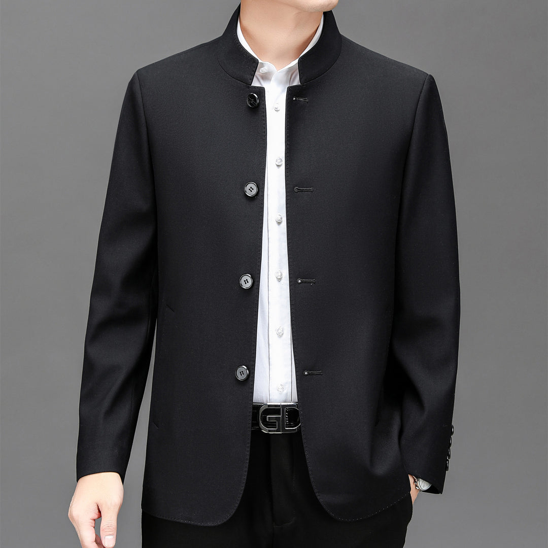 Middle-aged business men's autumn new style stand-up collar Zhongshan suit suit jacket spring and autumn casual suit dad suit top