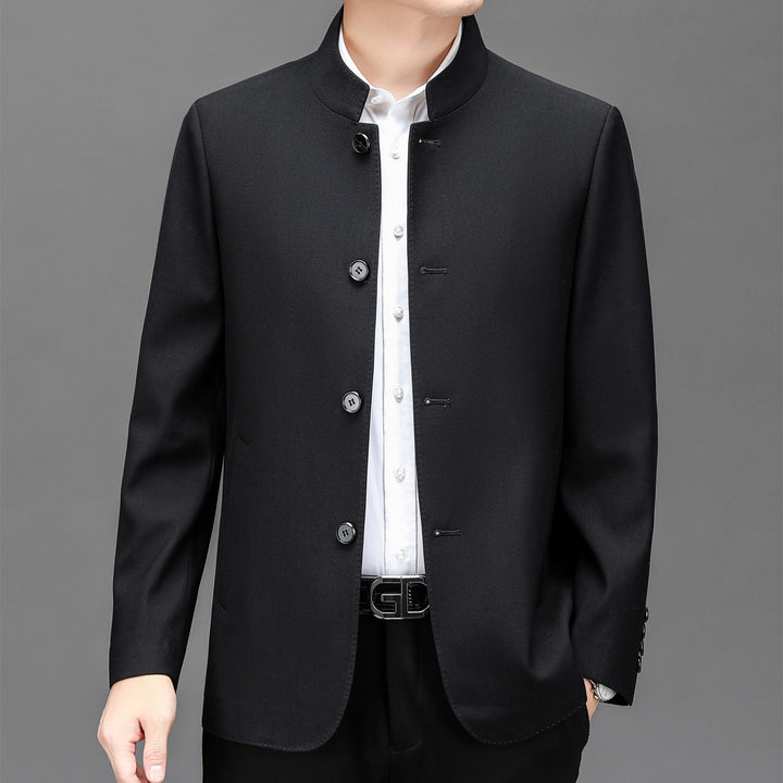 Middle-aged business men's autumn new style stand-up collar Zhongshan suit suit jacket spring and autumn casual suit dad suit top