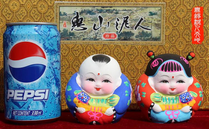 Wuxi Huishan Clay Figurines – "Afu & Axi" Hand-Painted Cultural Crafts